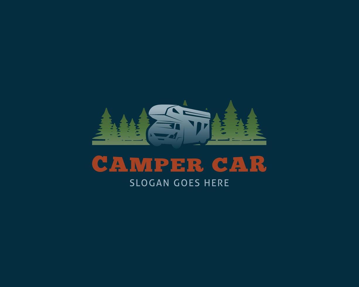 avontuur rv camper auto logo ontwerpsjabloon vector