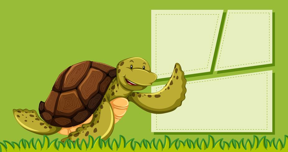 Een schildpad op groene nota vector