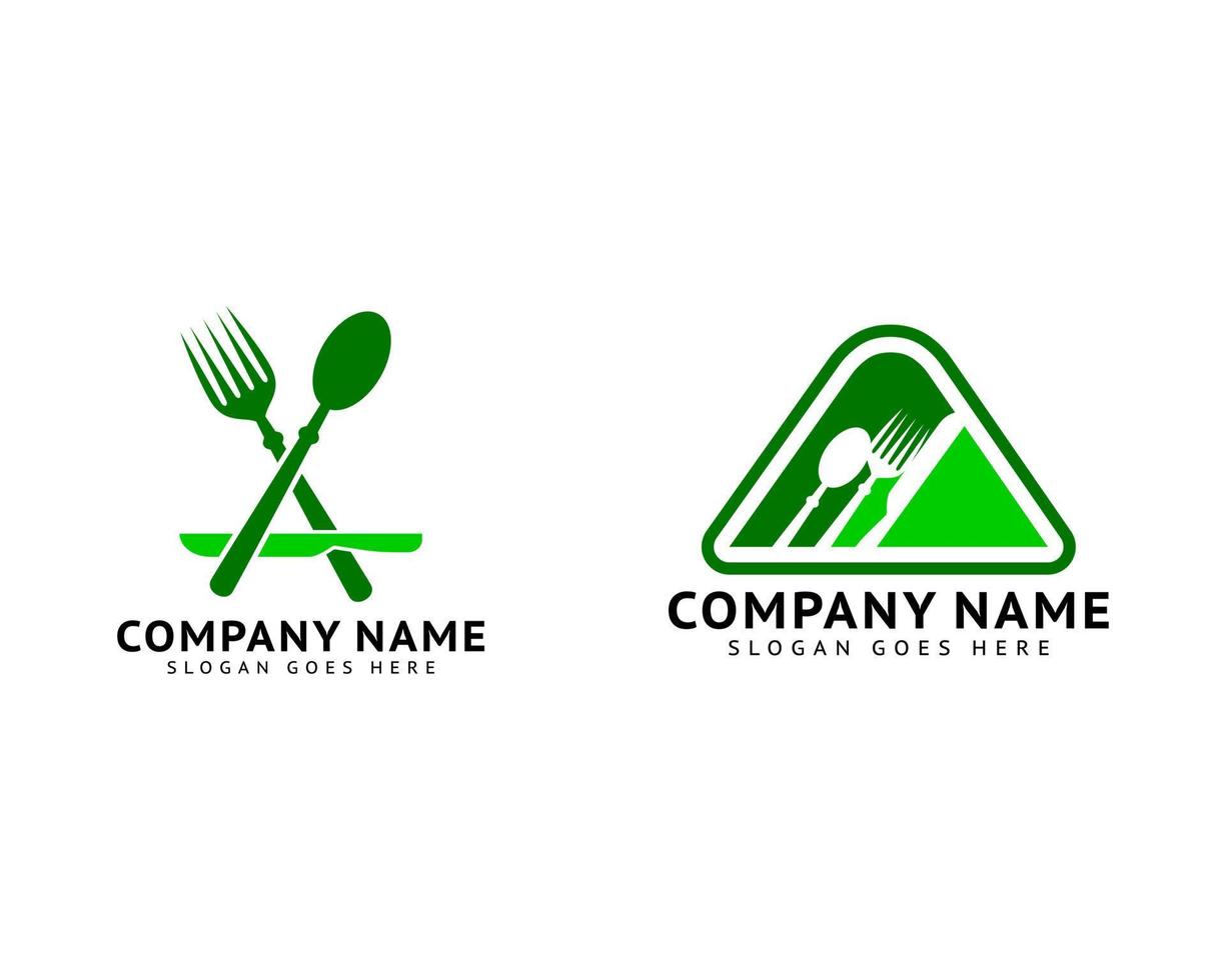 set van beginletter a met vork, lepel, mes voor restaurant logo-ontwerp vector