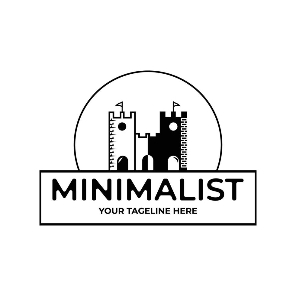 kasteel logo vintage minimalistisch ontwerp illustratie vector