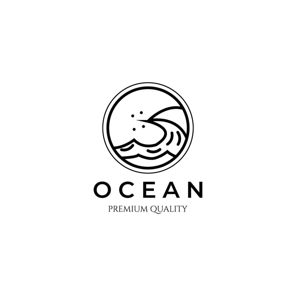 zee golf lijntekeningen minimalistisch logo vector illustratie ontwerp creatieve tsunami