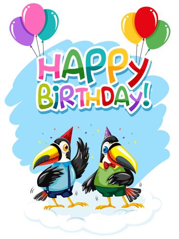 Toucan op verjaardagssjabloon vector