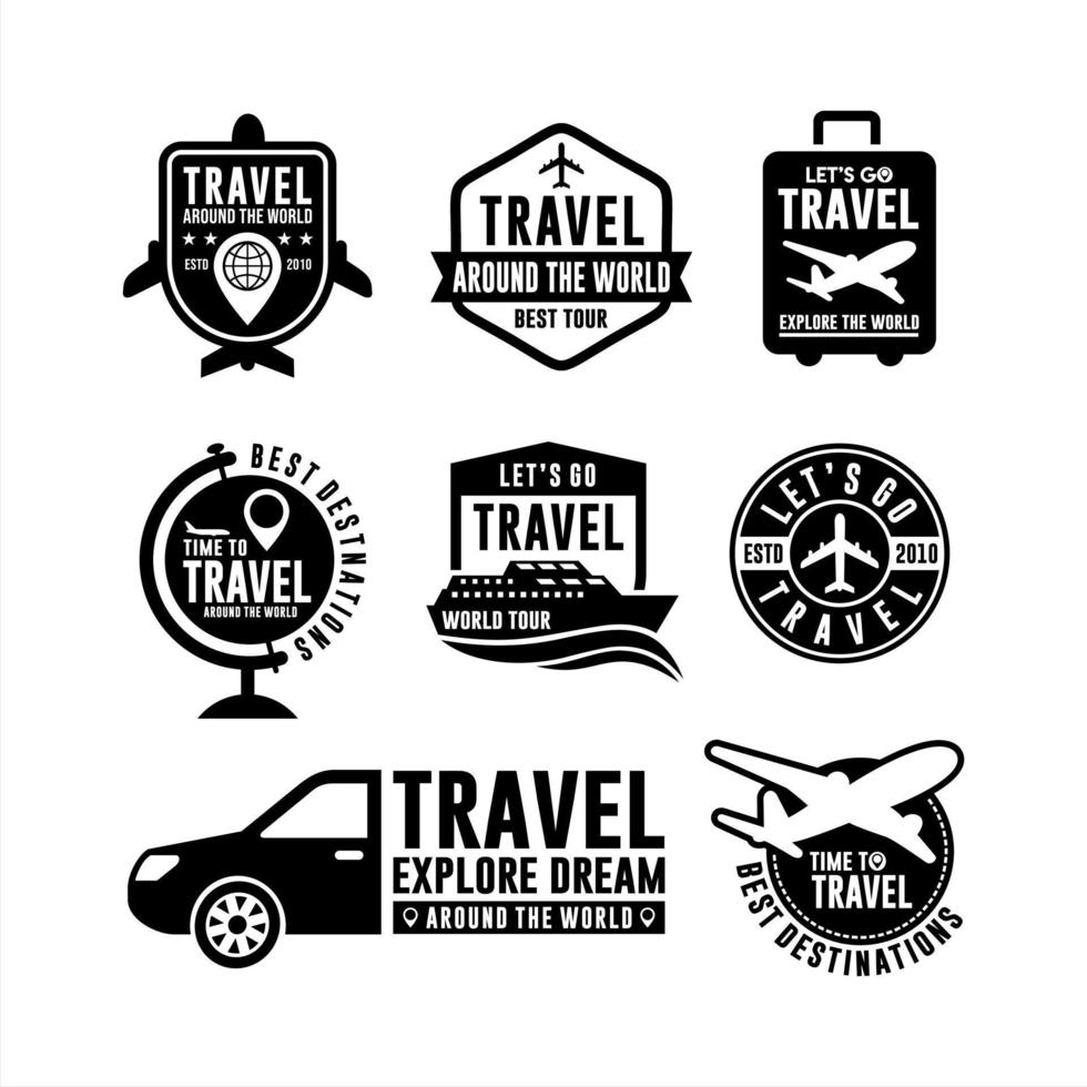 reis rond de wereld ontwerp logo set vector