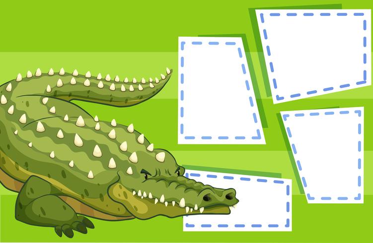 Een krokodil op lege nota vector