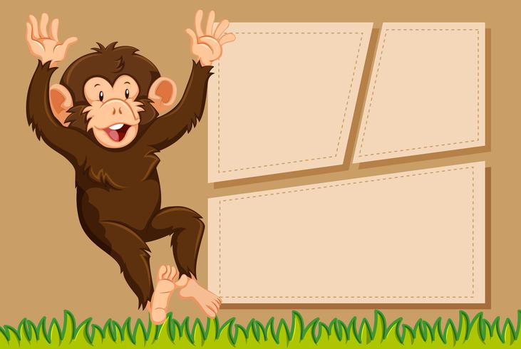 Een aap op notitiesjabloon vector
