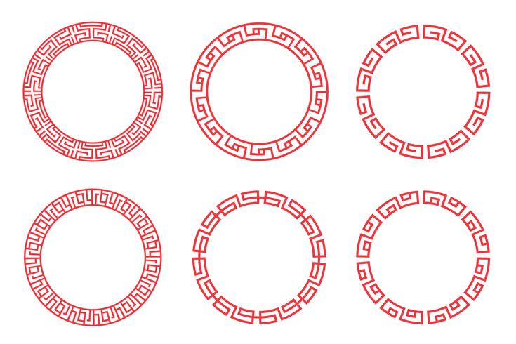 Chinees rood cirkel vastgesteld ontwerp vector