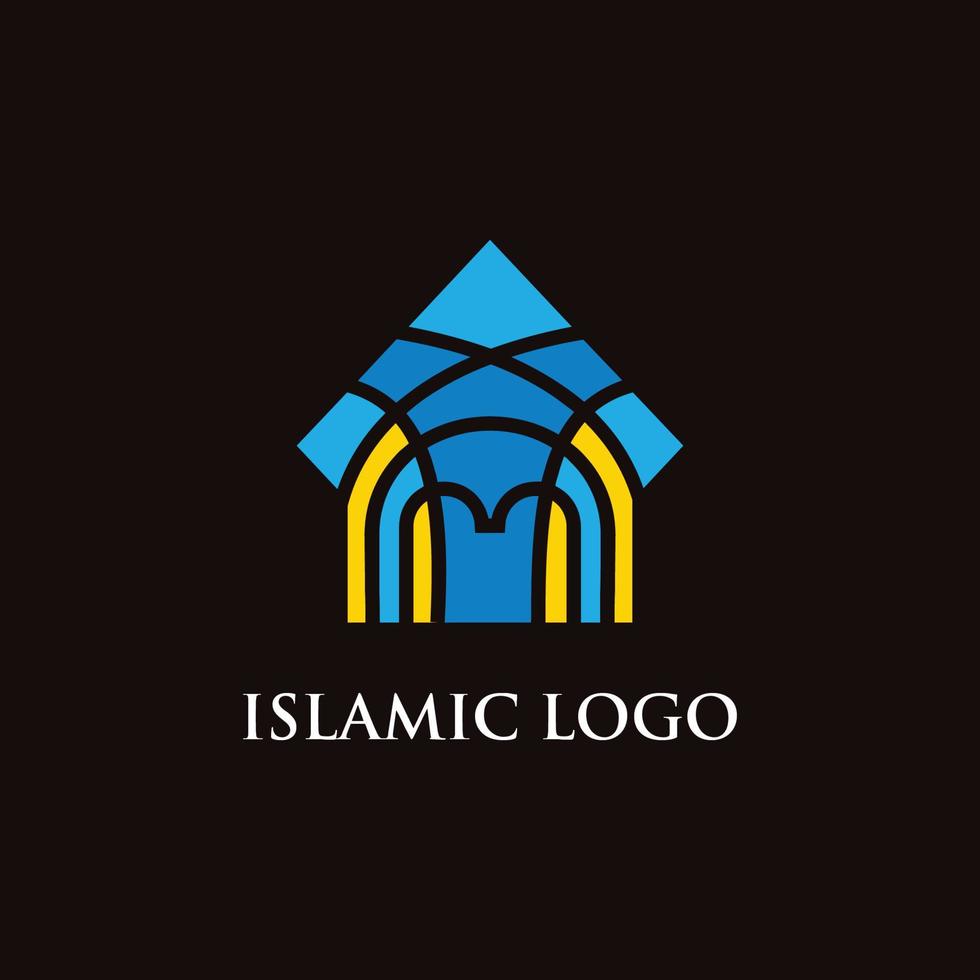 blauw-geel elegant modern islamitisch logo vector