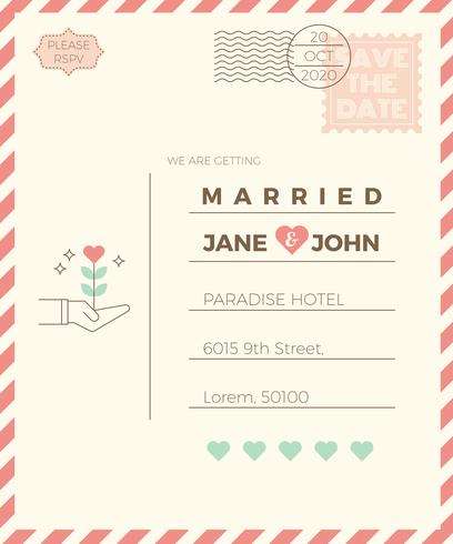 Vintage bruiloft uitnodiging kaartsjabloon vector