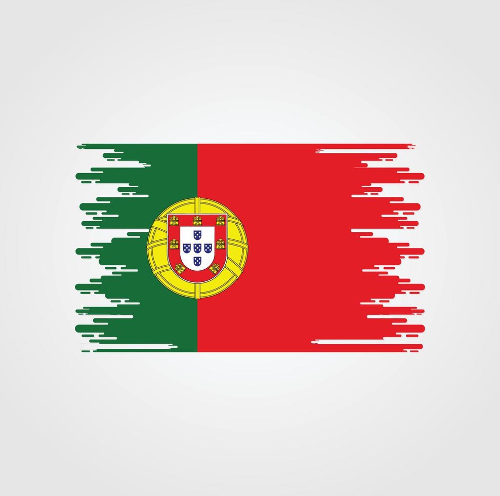 vlag van portugal met ontwerp in aquarelborstelstijl vector