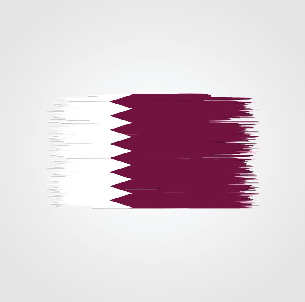 vlag van qatar met penseelstijl vector