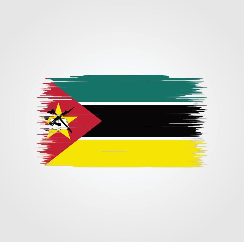 vlag van mozambique met penseelstijl vector