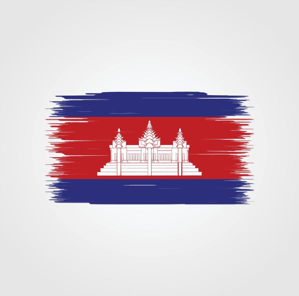 vlag van cambodja met penseelstijl vector