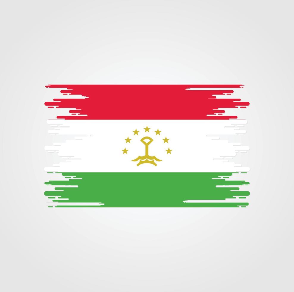 vlag van tadzjikistan met ontwerp in aquarelborstelstijl vector