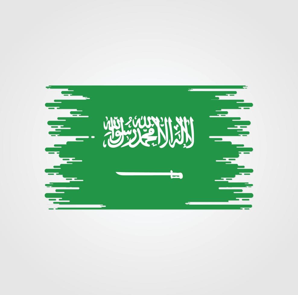 vlag van saoedi-arabië met ontwerp in aquarelborstelstijl vector