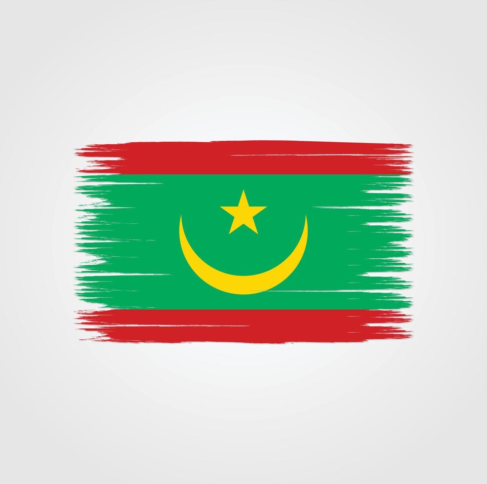 vlag van Mauritanië met penseelstijl vector