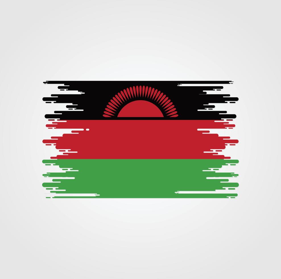 vlag van malawi met ontwerp in aquarelborstelstijl vector