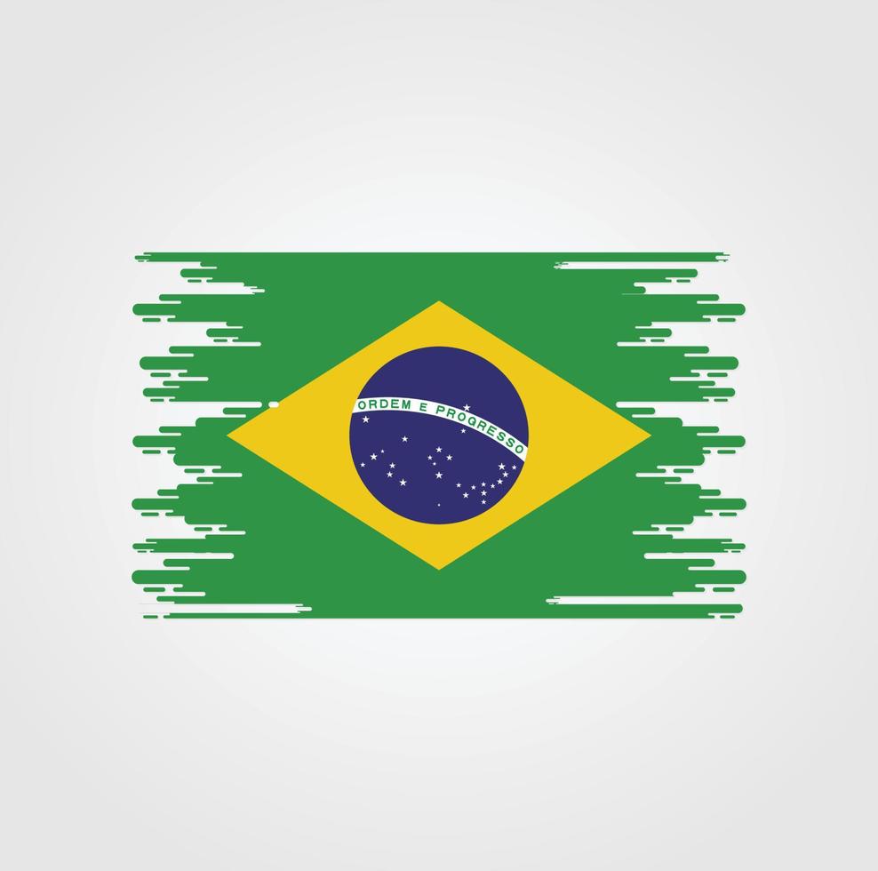 vlag van brazilië met ontwerp in aquarelborstelstijl vector