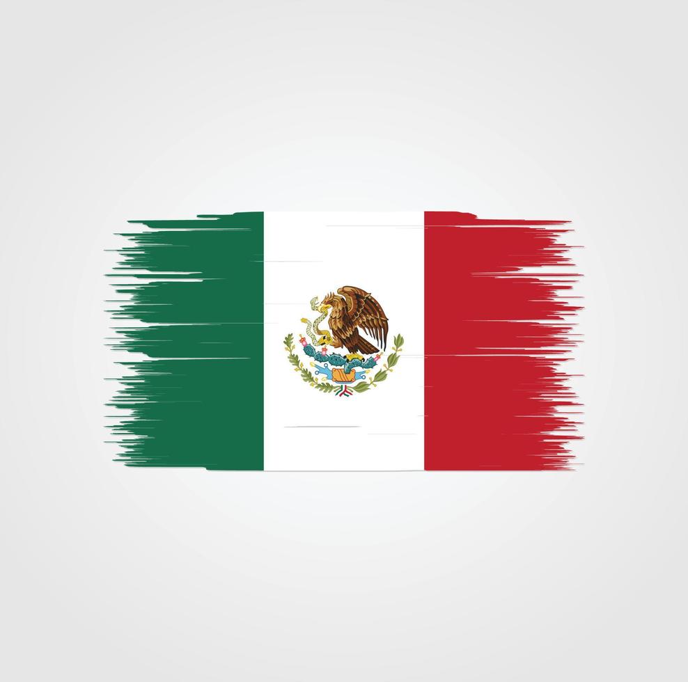 mexicaanse vlag met penseelstijl vector