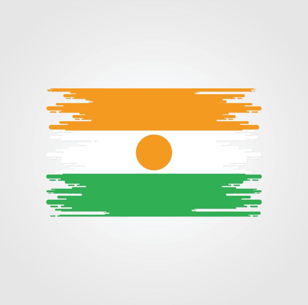 vlag van niger met ontwerp in aquarelborstelstijl vector