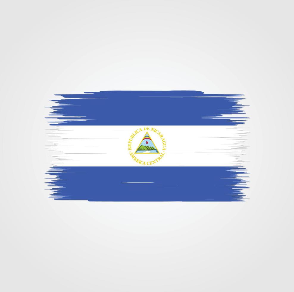 vlag van nicaragua met penseelstijl vector