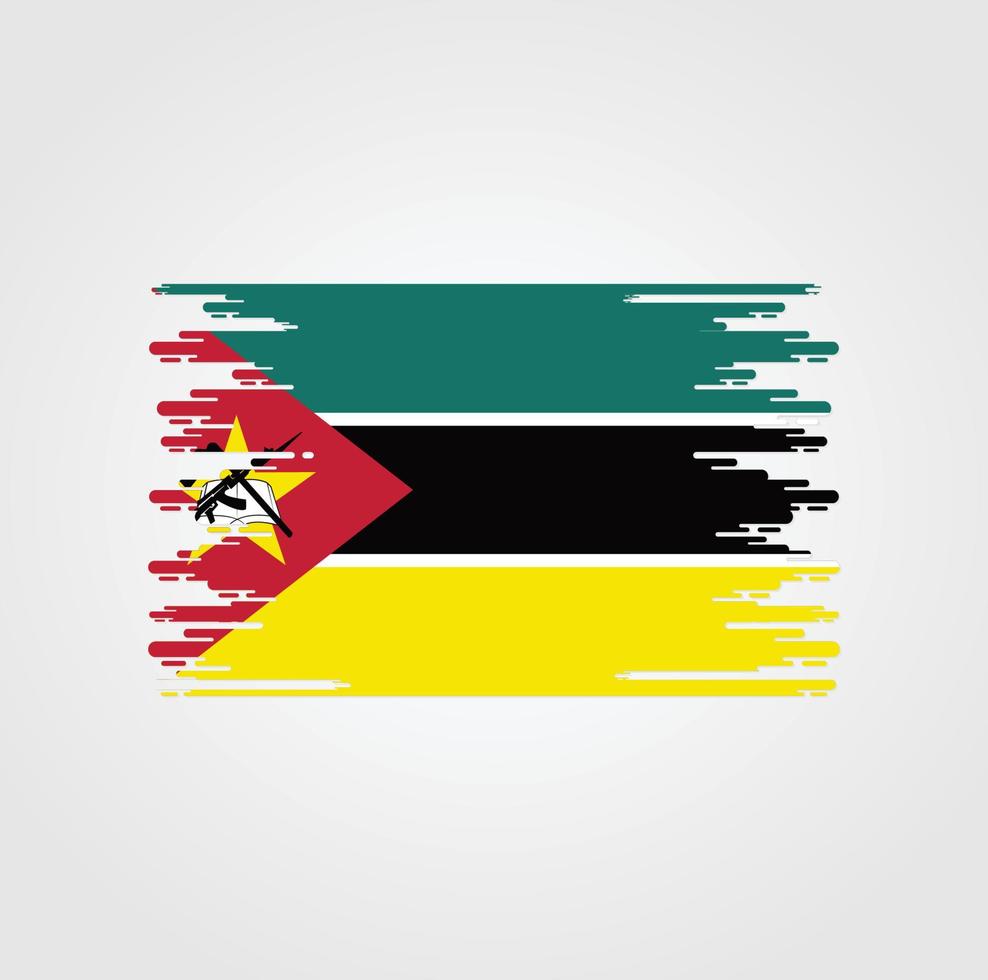 vlag van mozambique met ontwerp in aquarelstijl vector