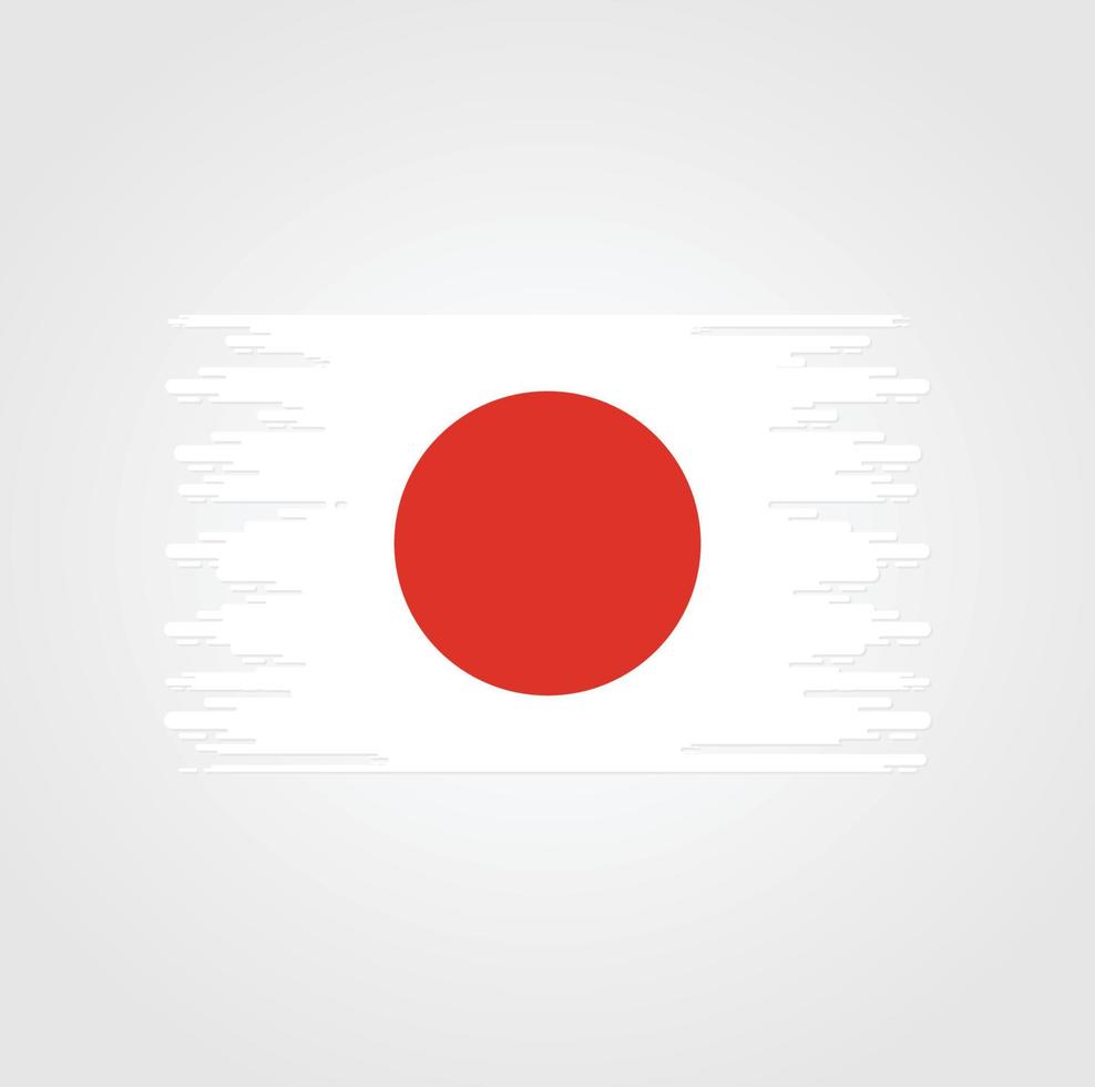 vlag van japan met ontwerp in waterverfborstelstijl vector