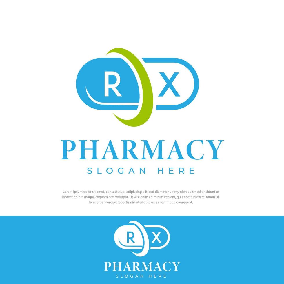 rx farmaceutische capsule geneeskunde logo vector. witte background.doctor,apothecary vector