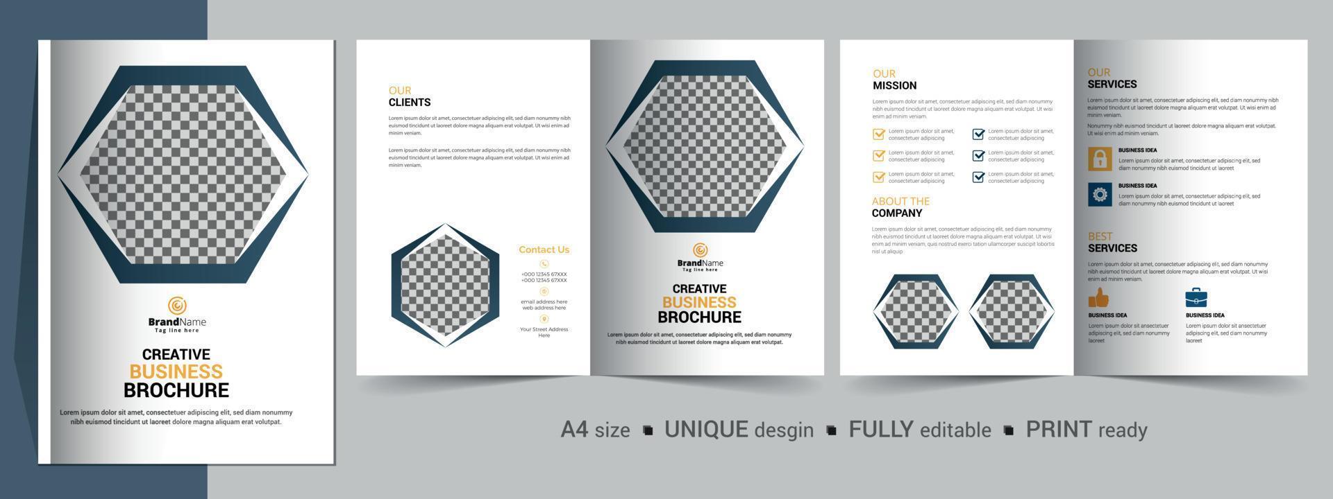 creatieve zakelijke moderne zakelijke tweevoudige brochure sjabloonontwerp. vector