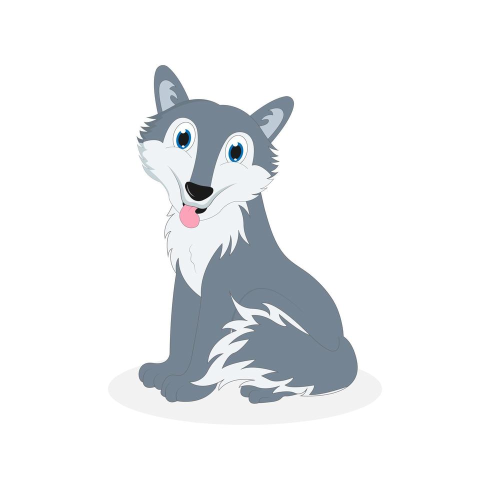 schattige wolf dier cartoon illustratie vector