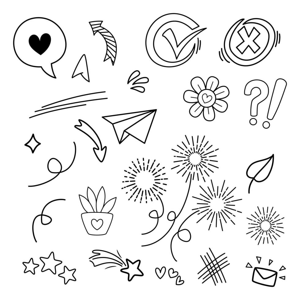 doodle element vector set, voor conceptontwerp.