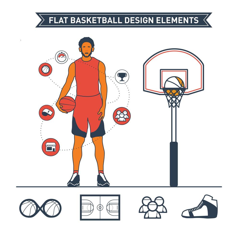 basketbal gerelateerde vector illustraties illustratie pack