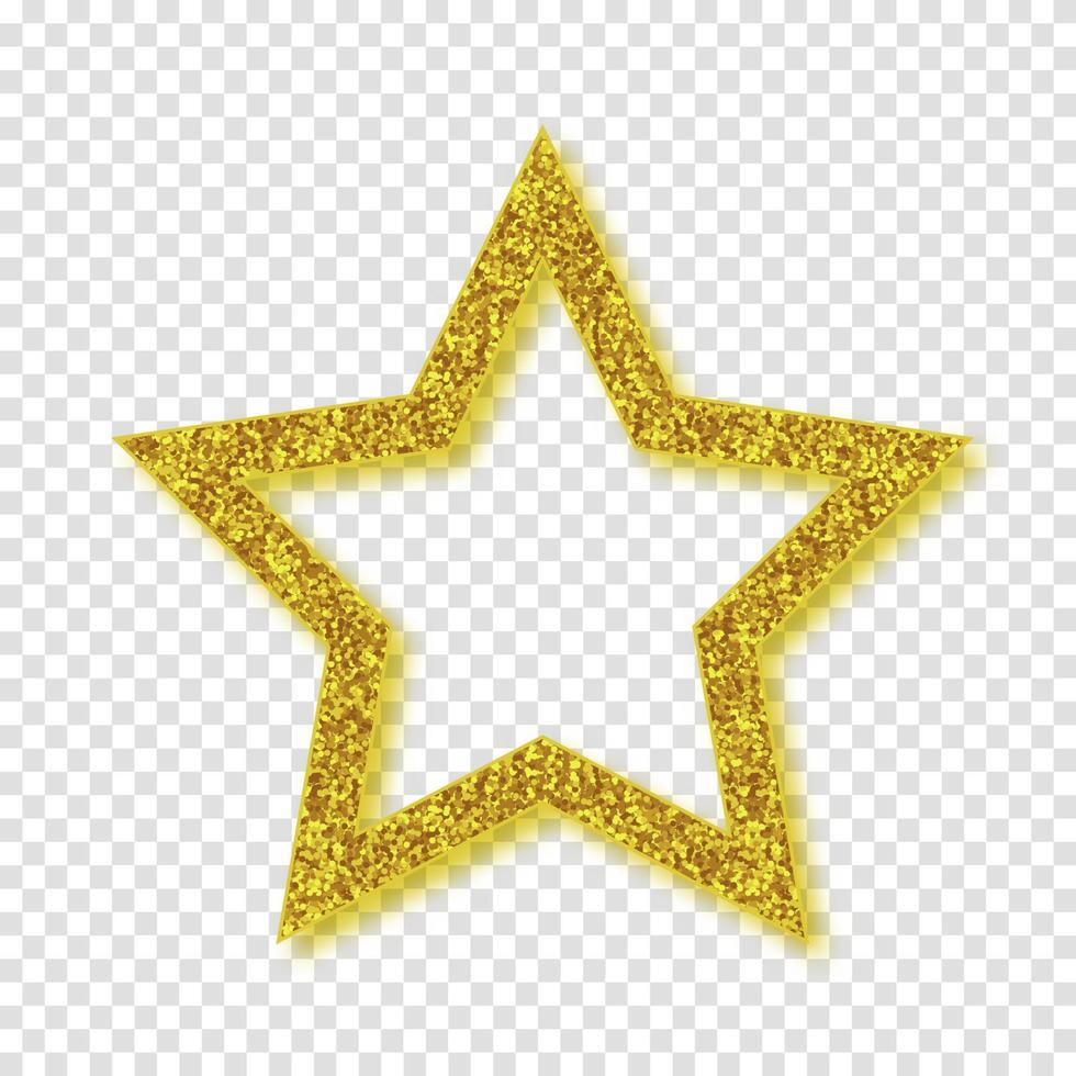 gouden glanzende glitter gloeiende ster met schaduw geïsoleerd op een witte achtergrond. vector illustratie