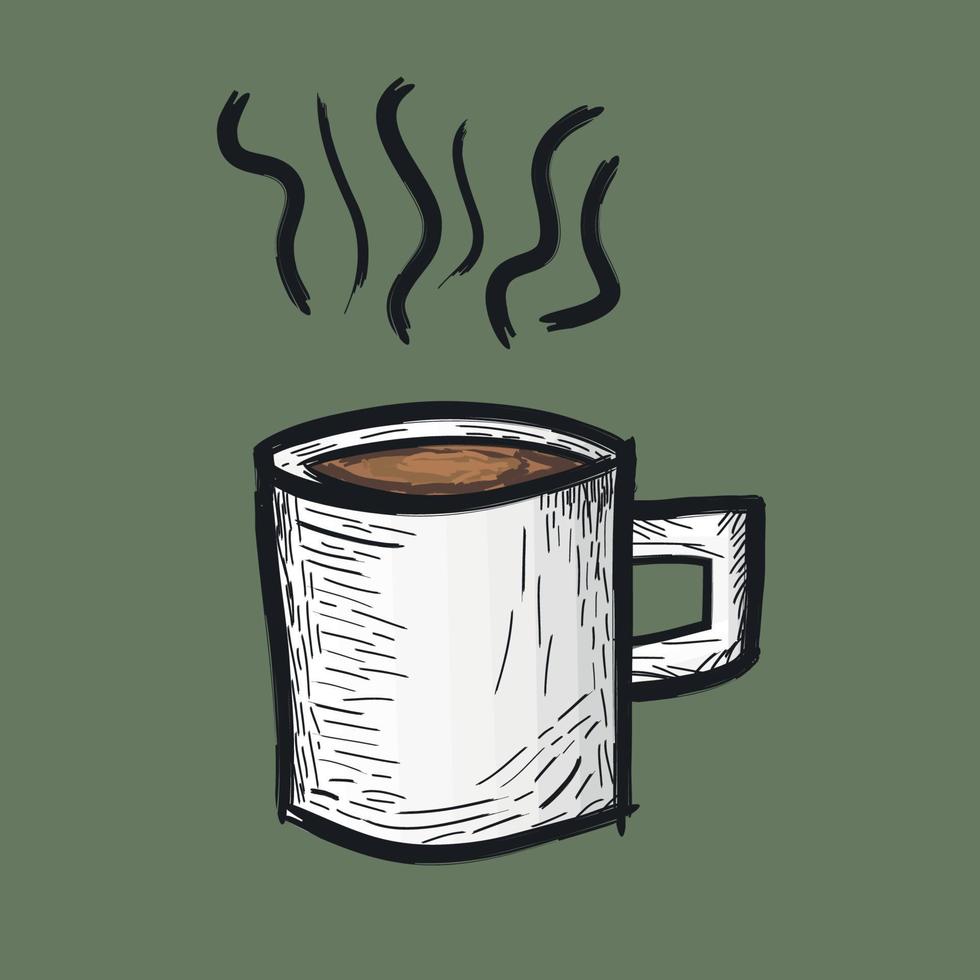 handgetekende illustratie van witte kop koffie of thee vector