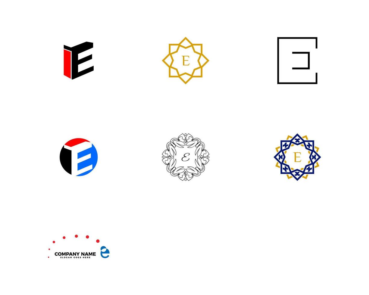 set van eerste letter e logo sjabloonontwerp vector
