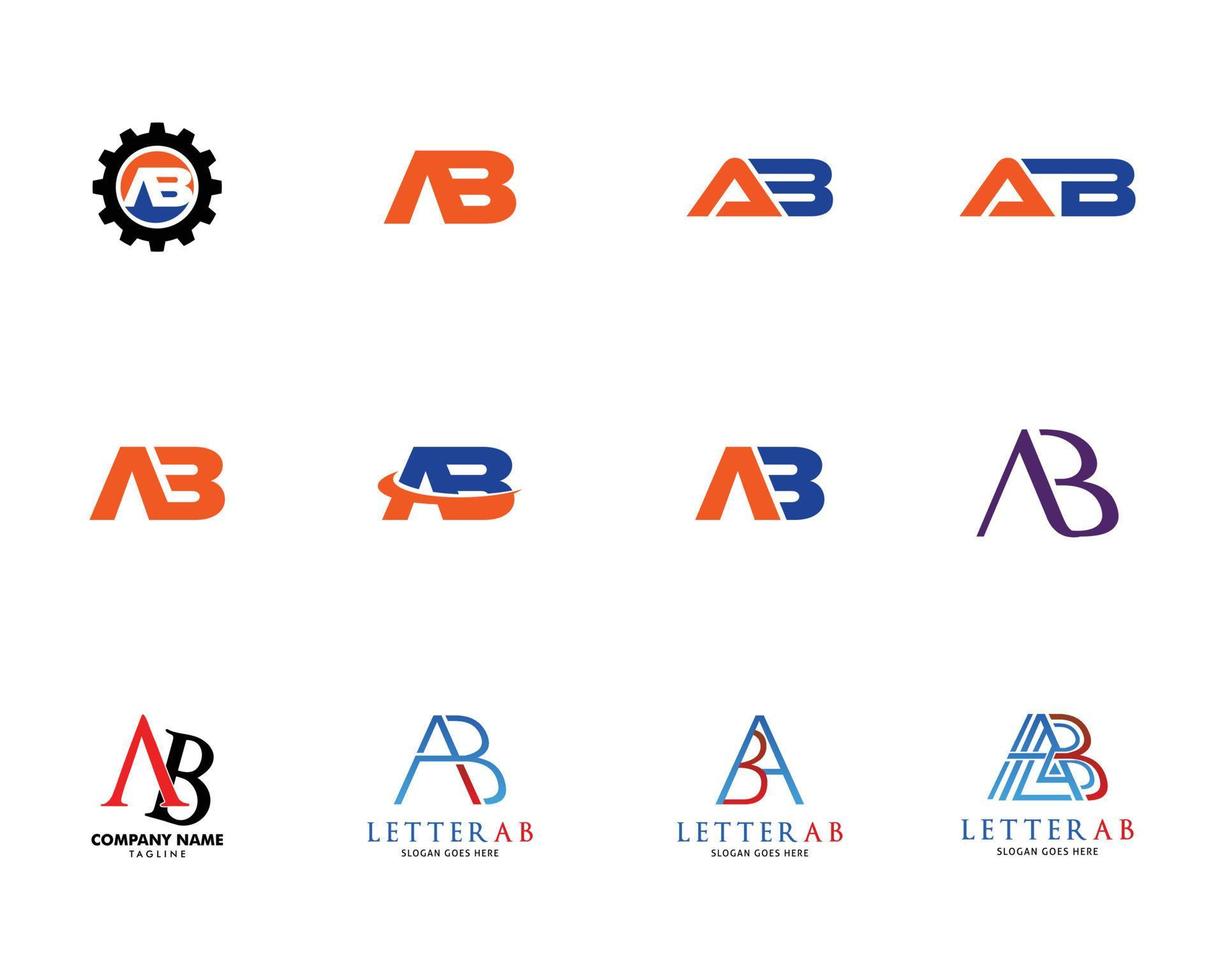 set van eerste letter ab logo sjabloonontwerp vector