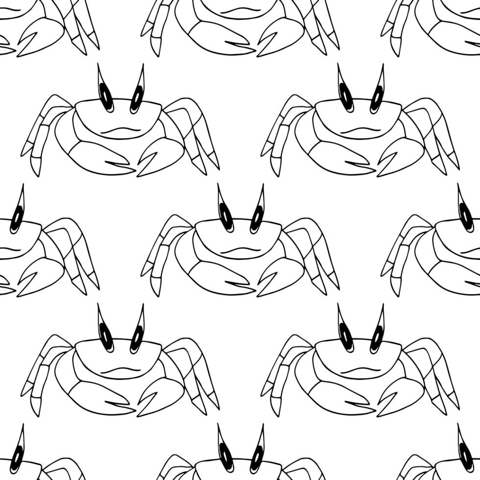 krab naadloze patroon hand getrokken doodle. , minimalisme, scandinavisch, monochroom, noords. zeeleven, zee oceaan behang textiel achtergrond inpakpapier vector