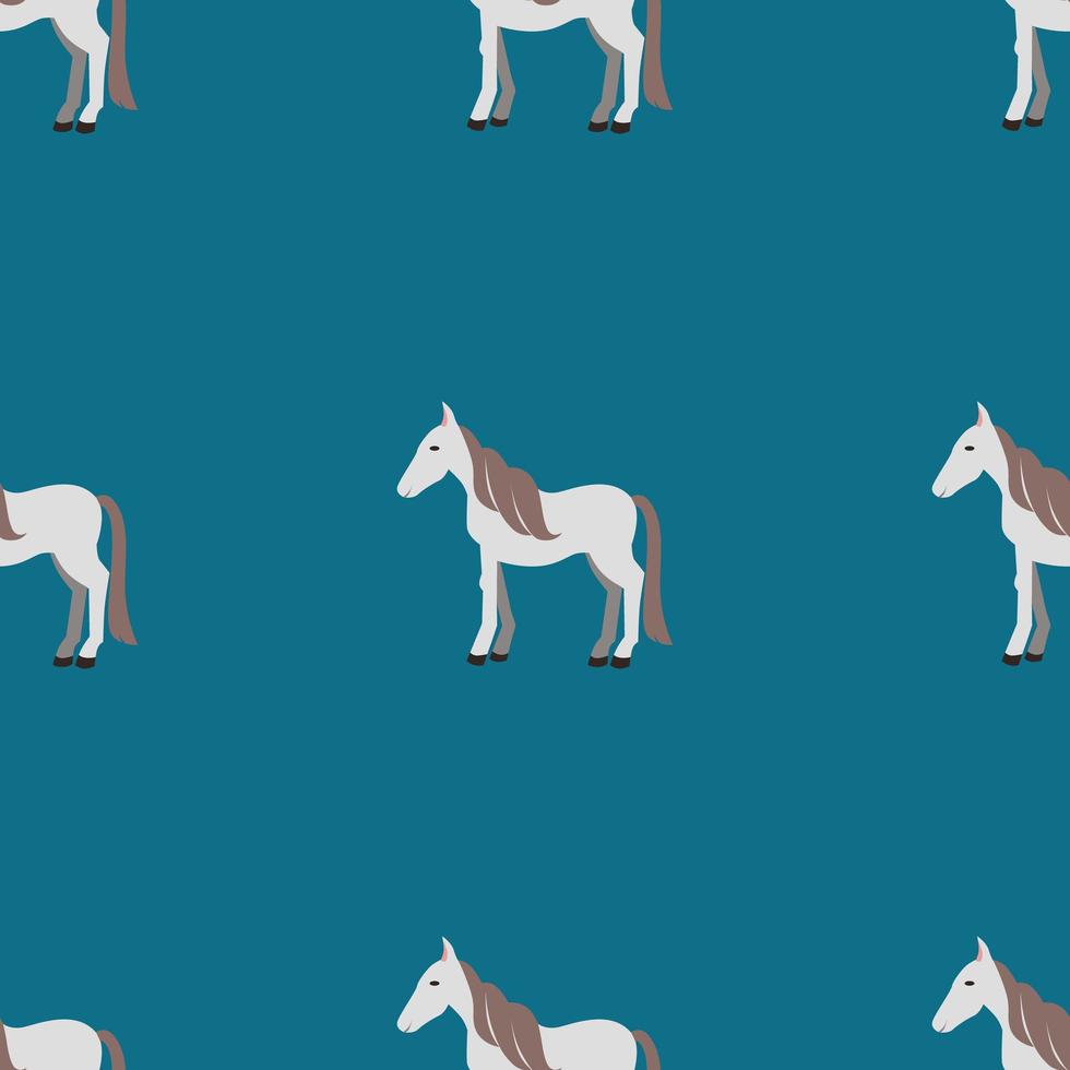 naadloze vector patroon met witte paarden op een groene achtergrond.