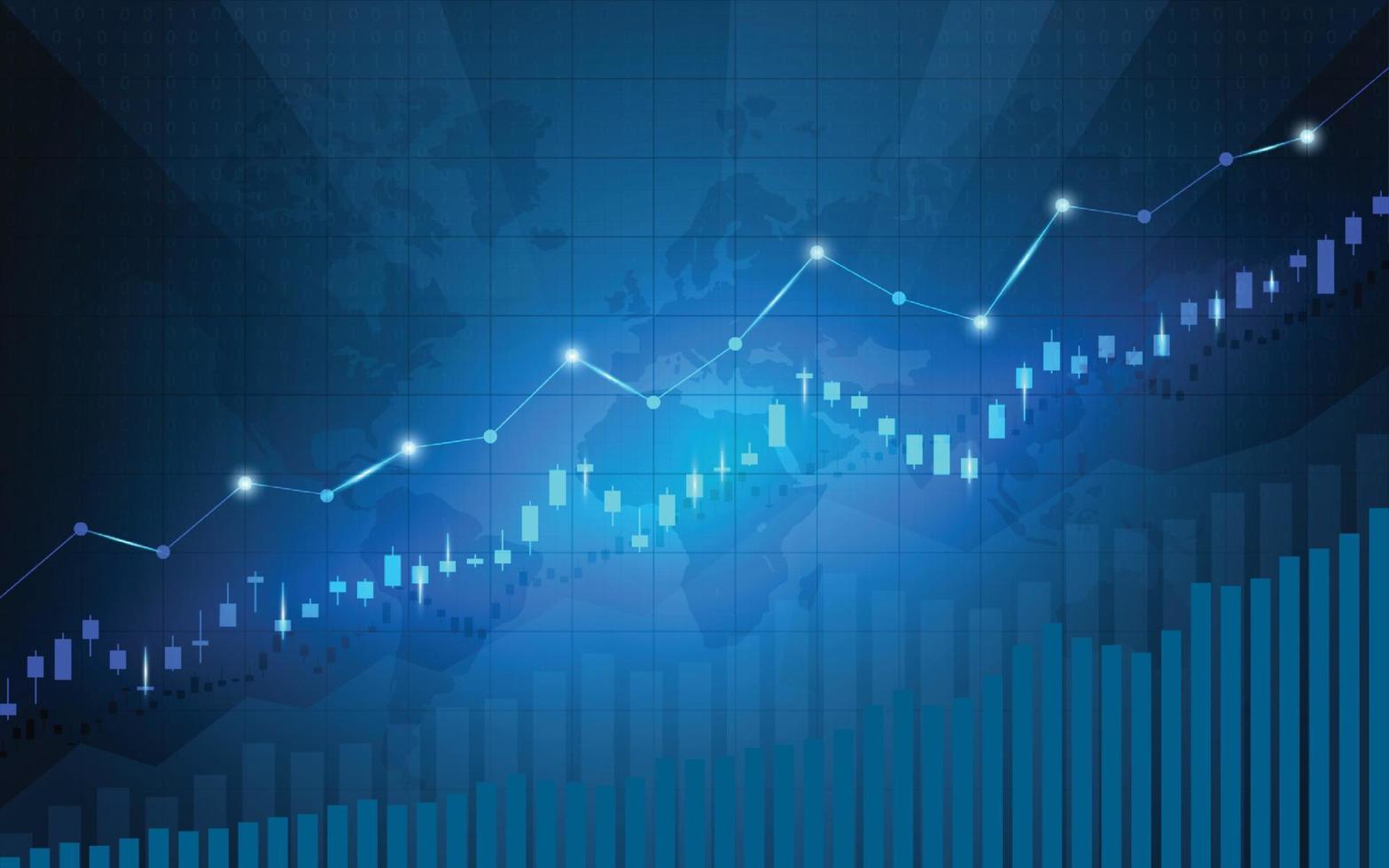 financiële beursgrafiek op de handel in beursinvesteringen, bullish punt, bearish punt. trend van grafiek voor bedrijfsidee en alle kunstwerken. vectorillustratie. vector