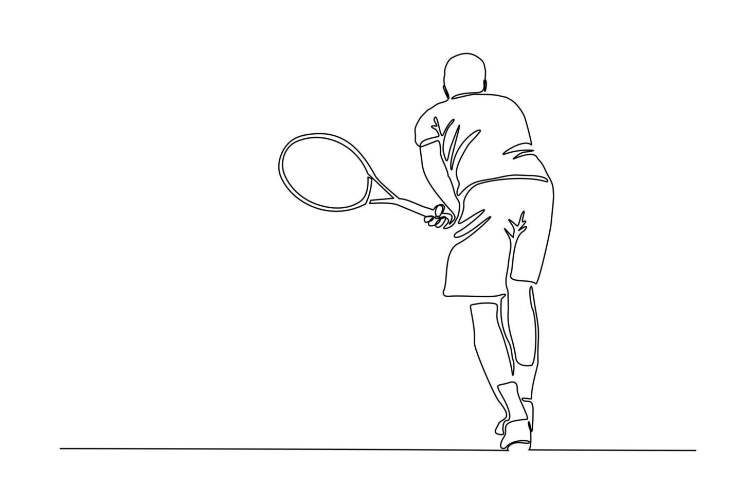 doorlopende lijntekening van een man die tennistoernooi speelt. enkele één lijn kunst van sport en gezonde levensstijl. vector illustratie