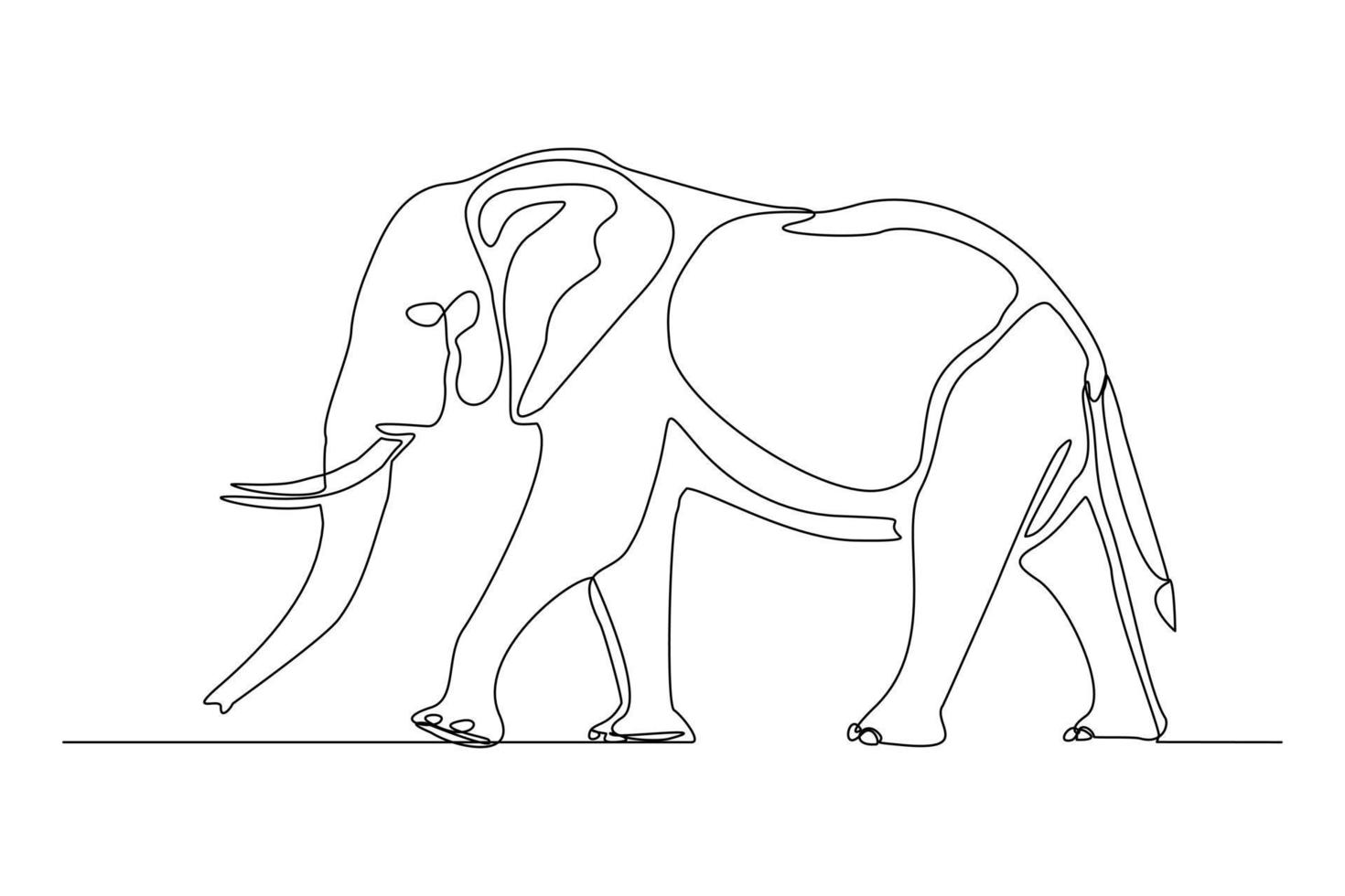 ononderbroken lijn van lopende olifant. enkele een lijn kunst van wilde olifant. vector illustratie