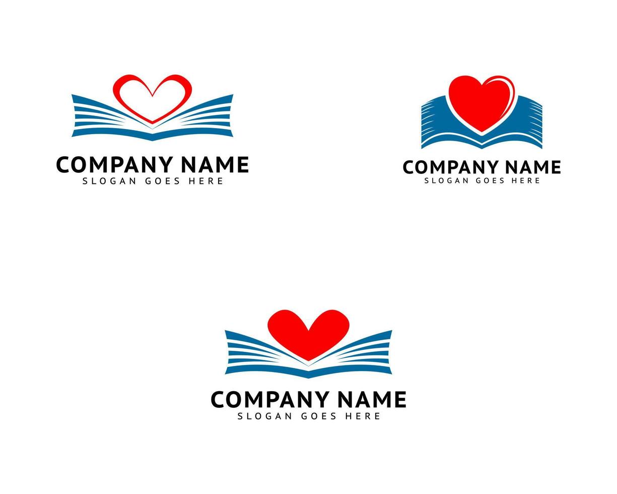set van liefde boek logo sjabloon ontwerp vector