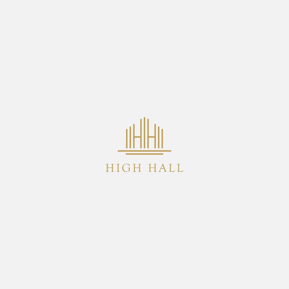 hoge huis en hal logo eenvoudige lijn vector