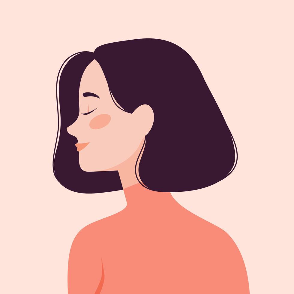 portret van een mooie jonge vrouw met short vector