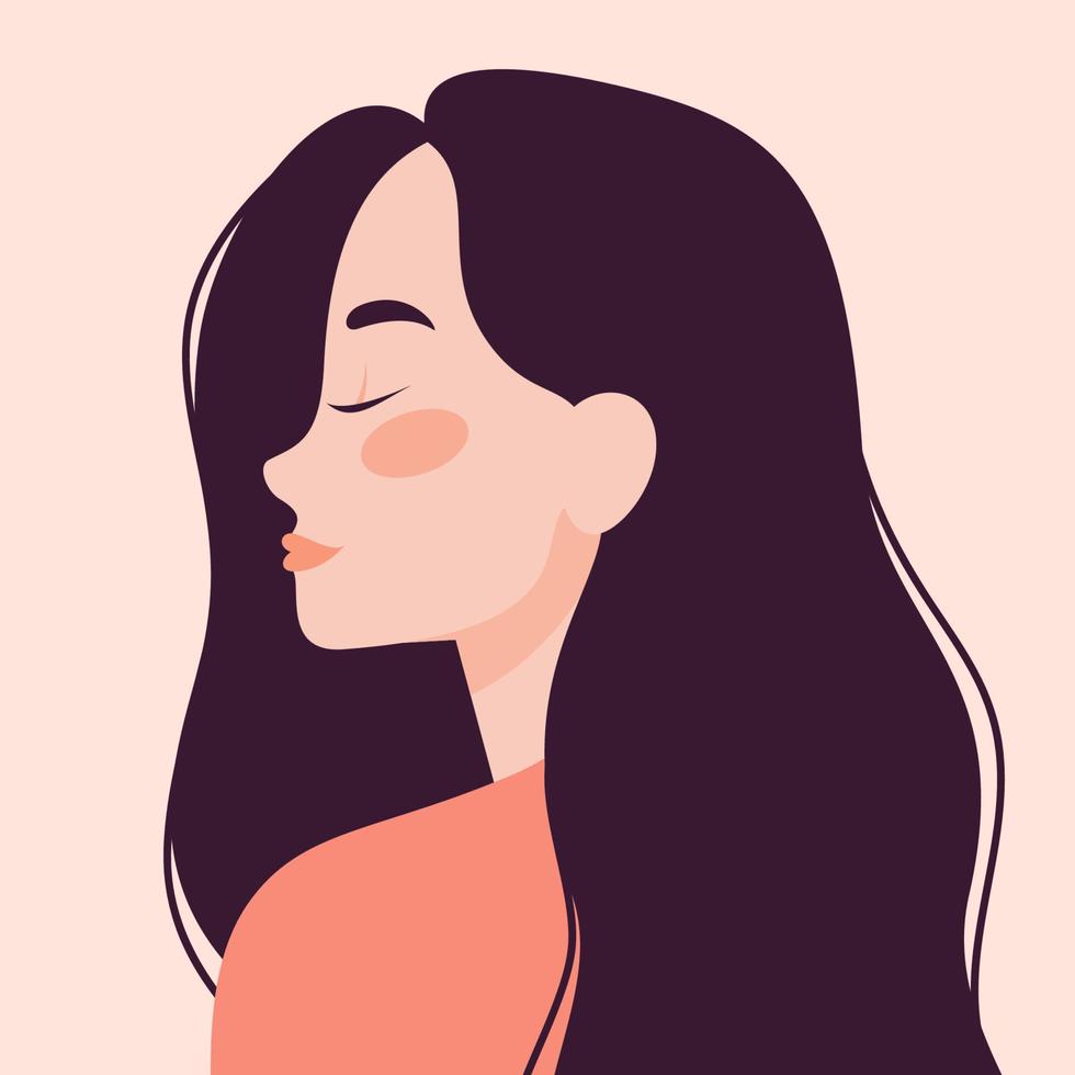 portret van een mooie jonge vrouw vector