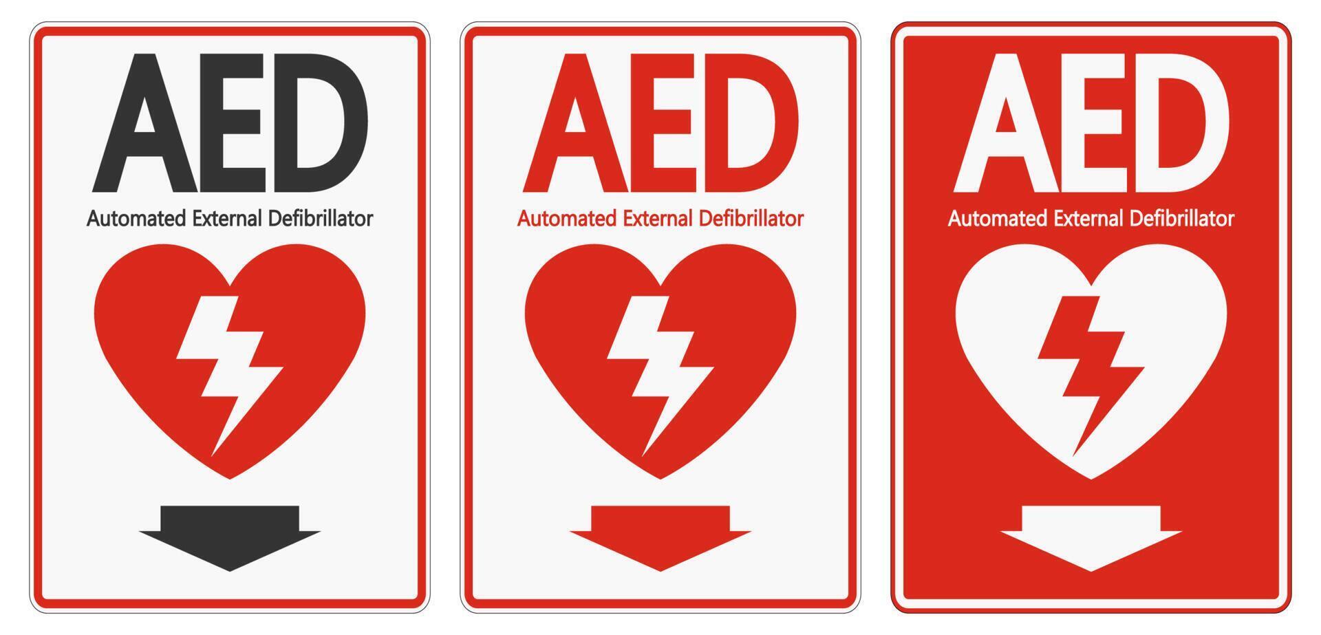 symbool aed-tekenetiket op witte achtergrond vector