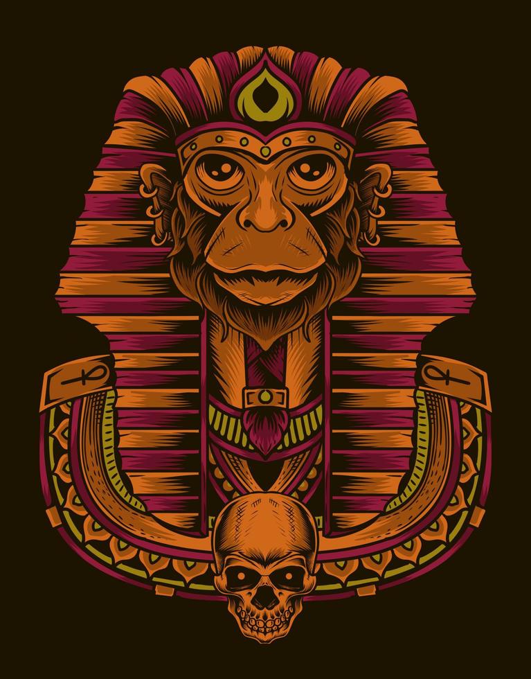 illustratie koning egypte aap hoofd vector