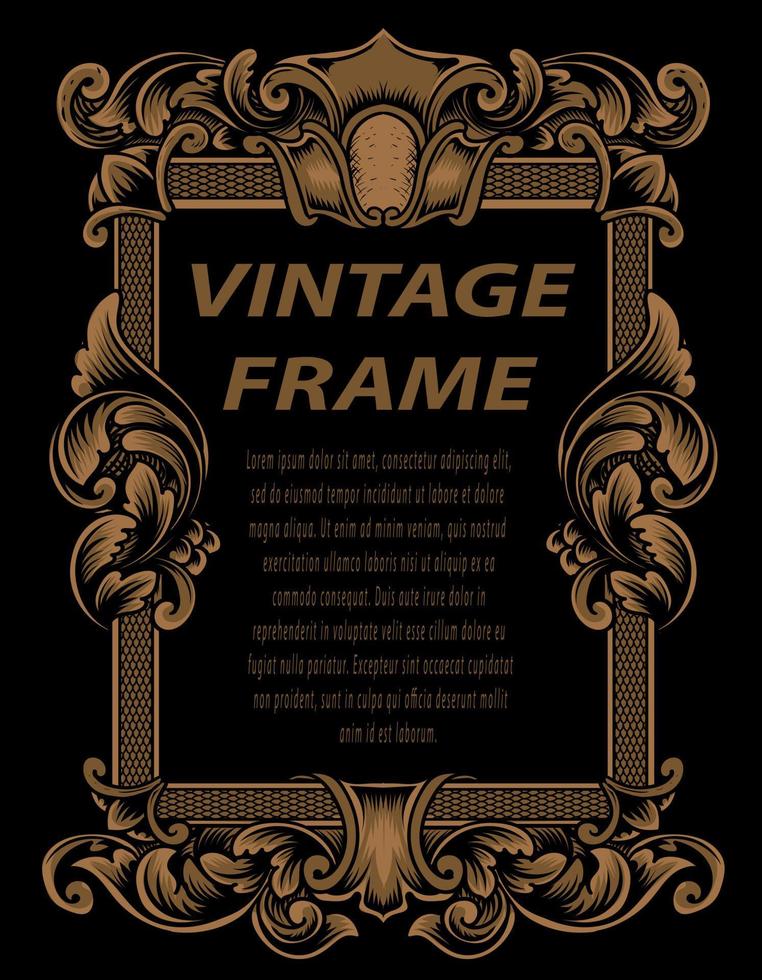 vintage lijsten in barokke antieke stijl. gravure retro frames ornament. vector