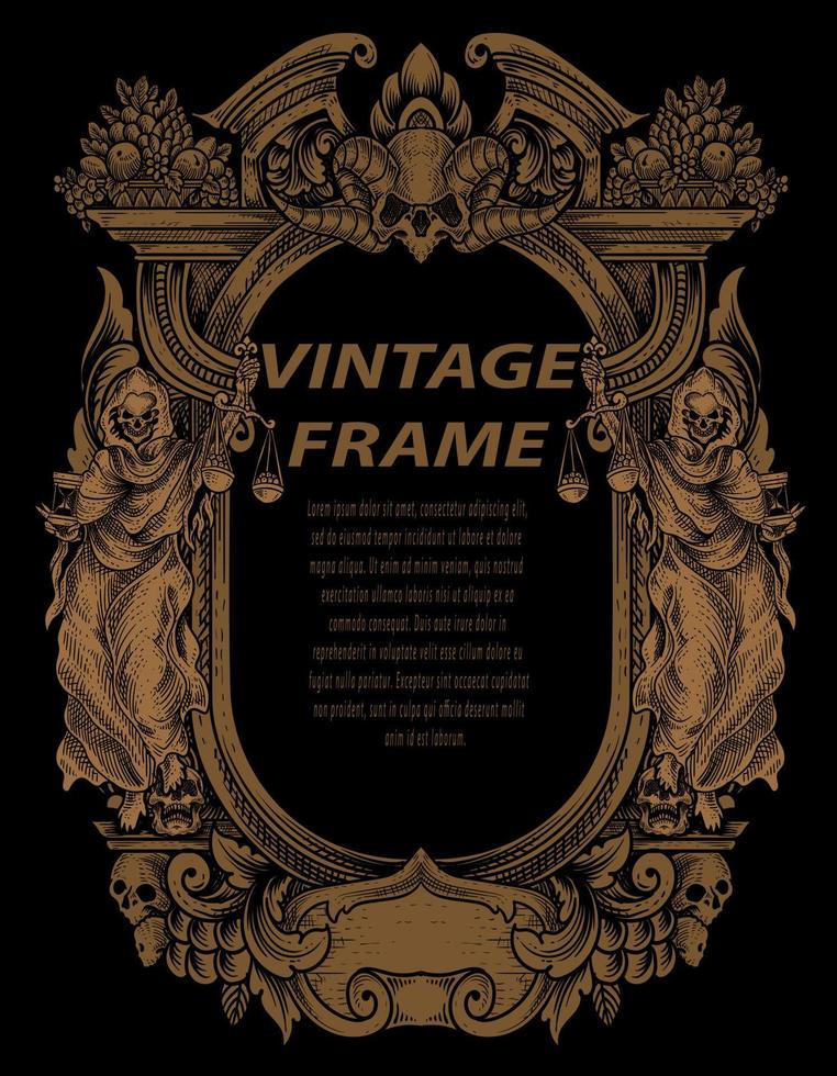 vintage lijsten in barokke antieke stijl. gravure retro frames ornament. vector