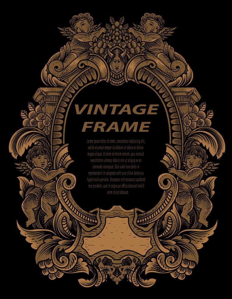 vintage lijsten in barokke antieke stijl. gravure retro frames ornament. vector