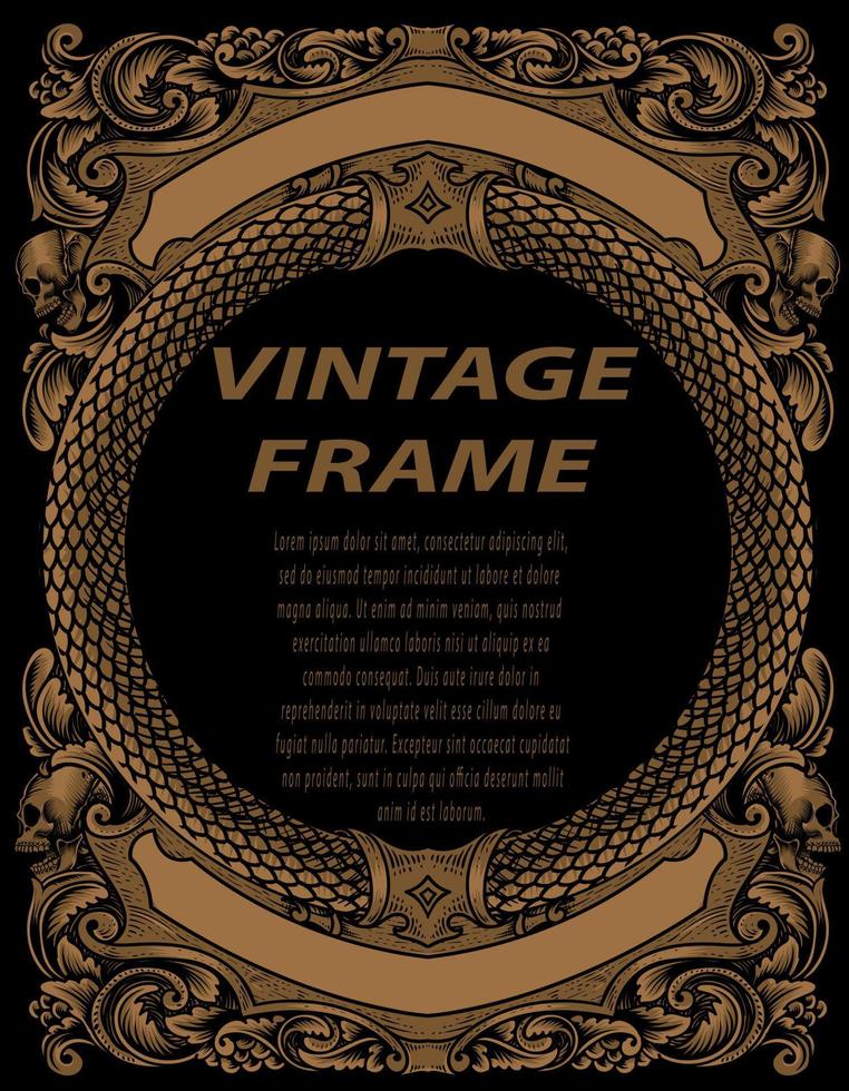 vintage lijsten in barokke antieke stijl. gravure retro frames ornament. vector